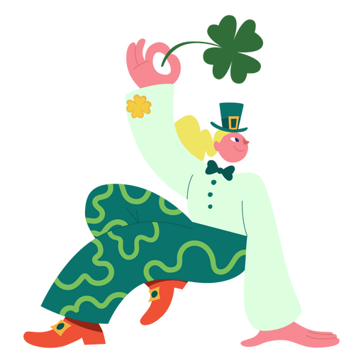St patricks flat woman with clover PNG Design