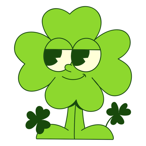 Trébol de dibujos animados retro st patricks Diseño PNG