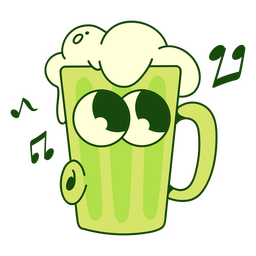 Cerveza cantando dibujos animados retro Diseño PNG