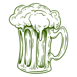 Cerveja desenhada à mão verde Desenho PNG