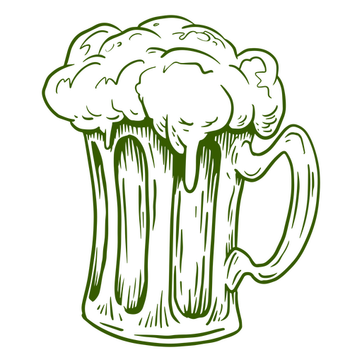 Green hand drawn beer PNG Design