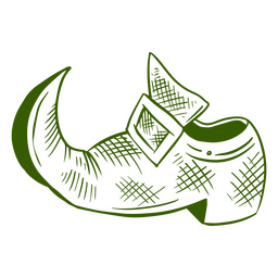 Green elf shoe sketch PNG Design