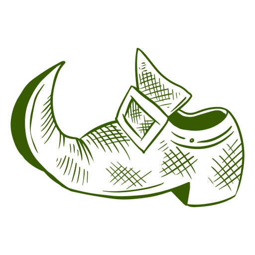 Green elf shoe sketch PNG Design