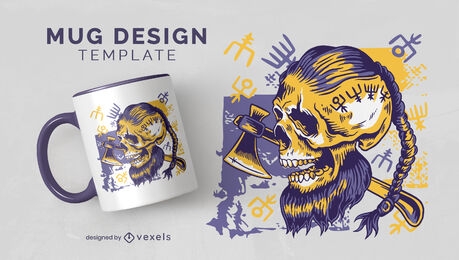 Duotone viking skull mug design