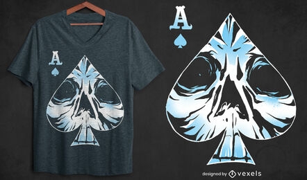 Pik-Ass-Kartenschädel-T-Shirt-Design