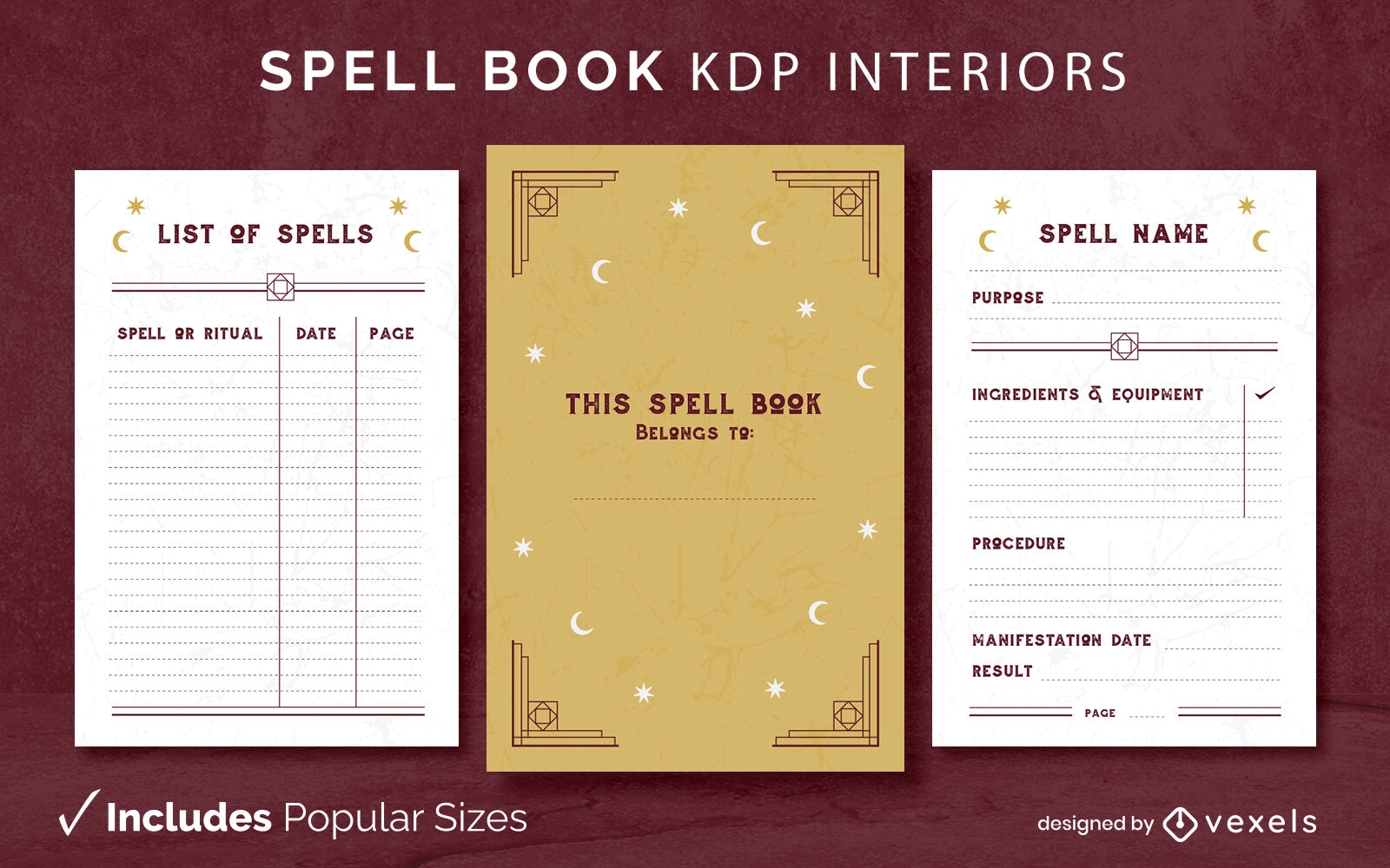 Vintage spell book KDP interior template design