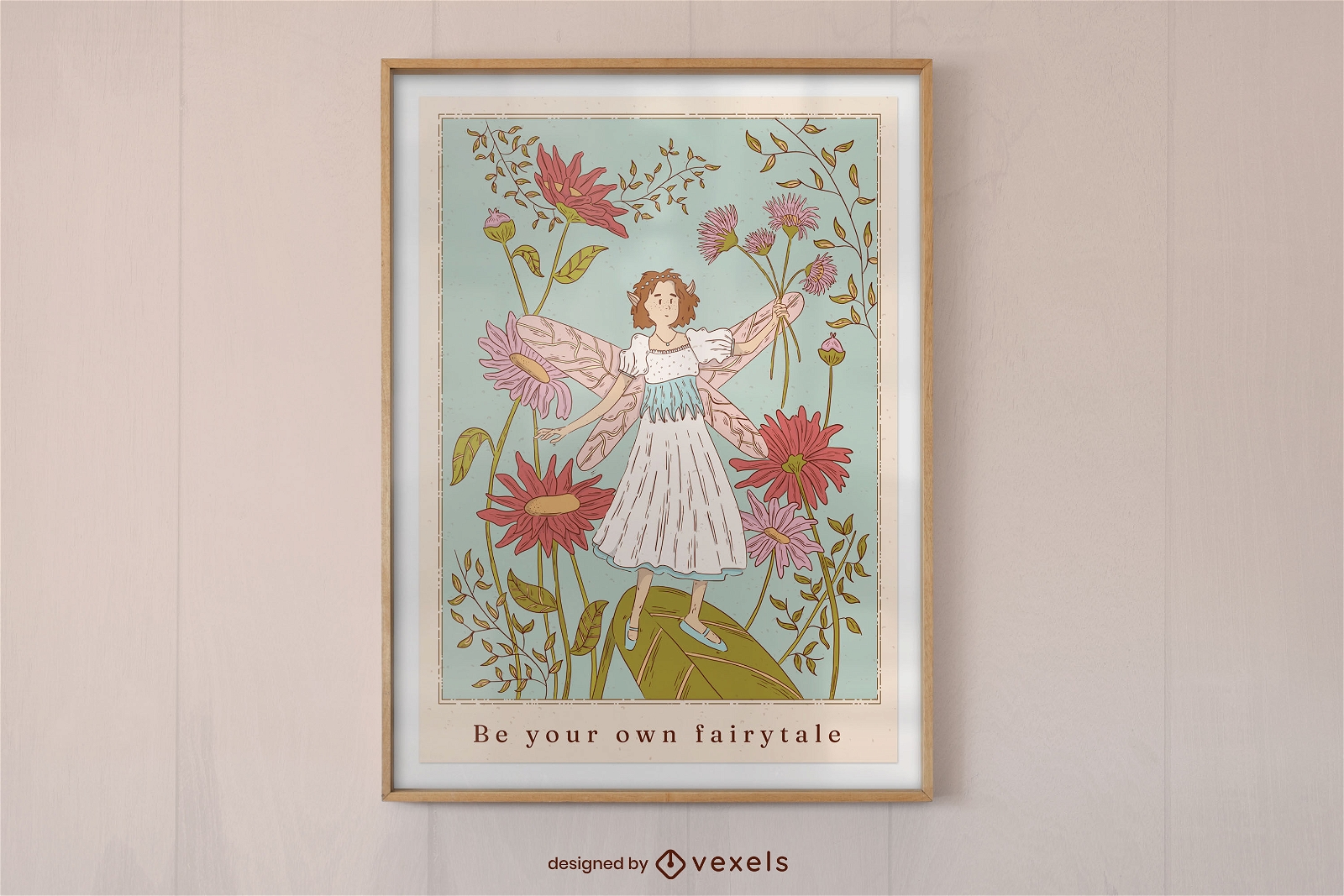 Fairy floral poster template design