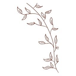 Arte de línea de hojas diminutas Diseño PNG