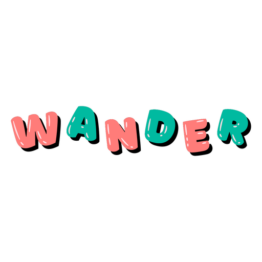 Wander green and pink word