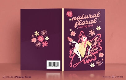 Diseño de portada de libro de hadas floral