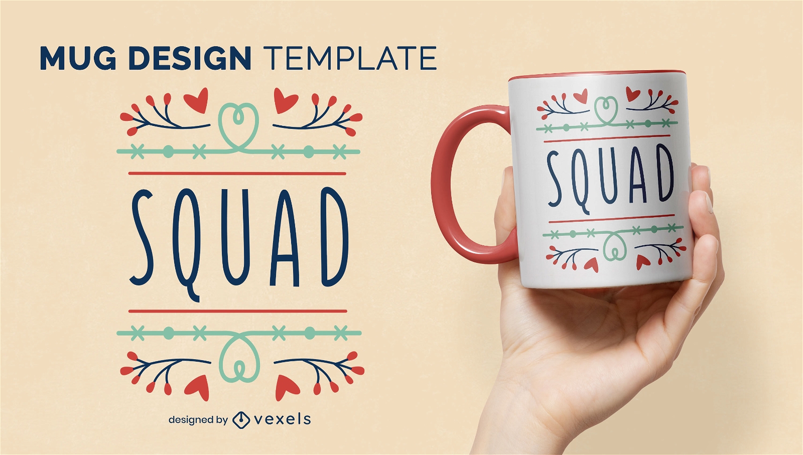 Squad word lettering mug design