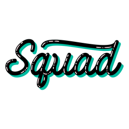 Letras de palabra negra de escuadrón Diseño PNG