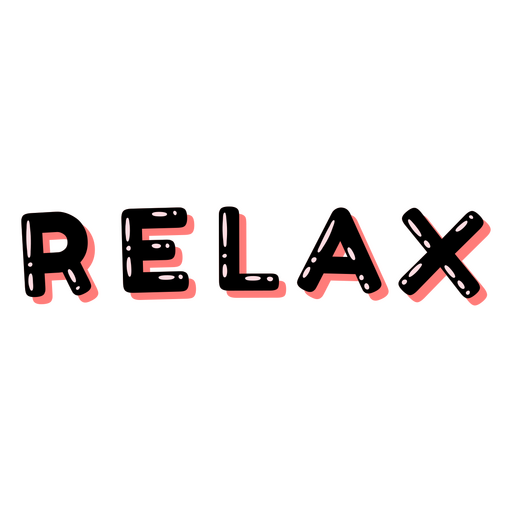 Relax palabra negro y rosa Diseño PNG