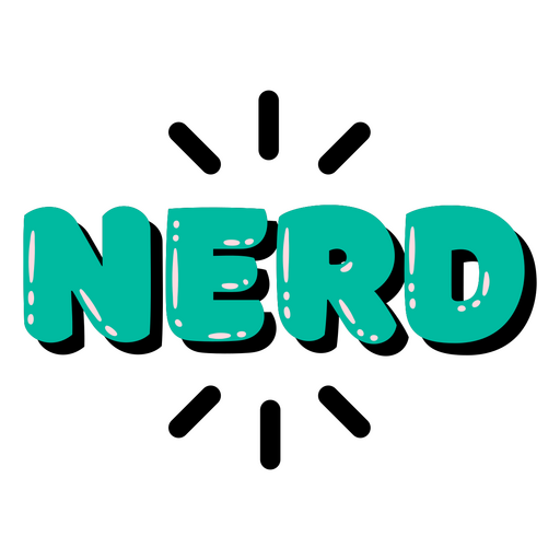 Nerd green glossy word PNG Design