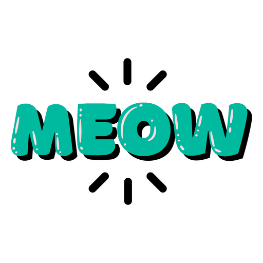 Meow grünes glänzendes Wort PNG-Design