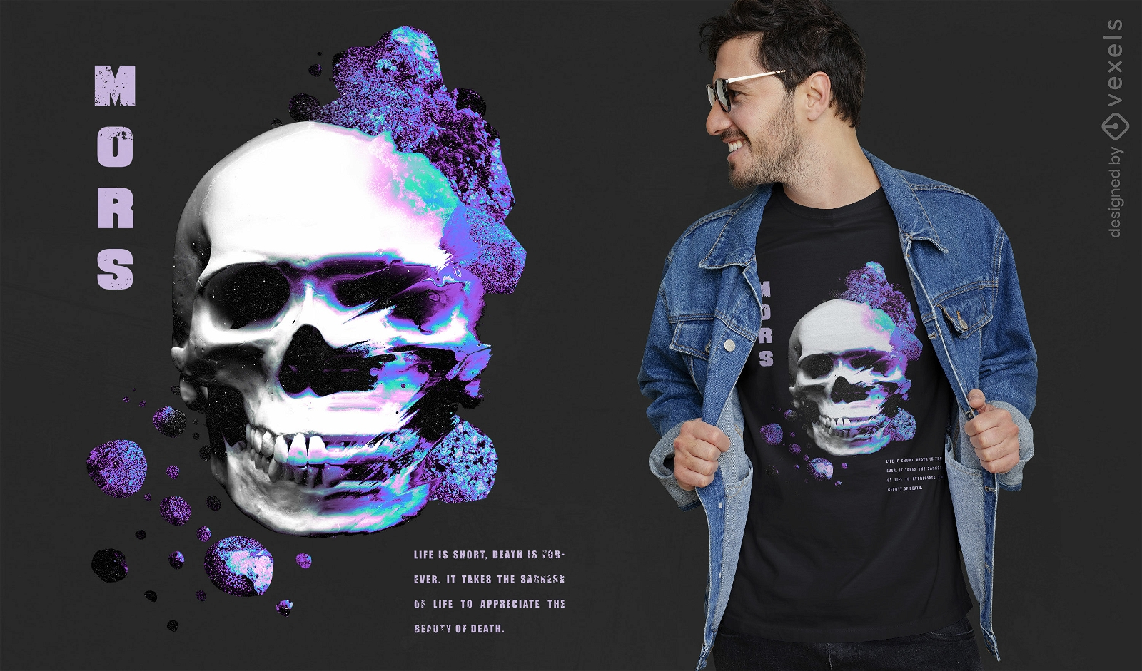 Skull head with mushrooms t-shirt psd
