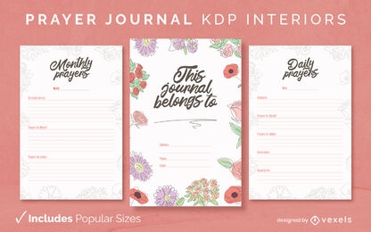Prayer floral journal design template KDP