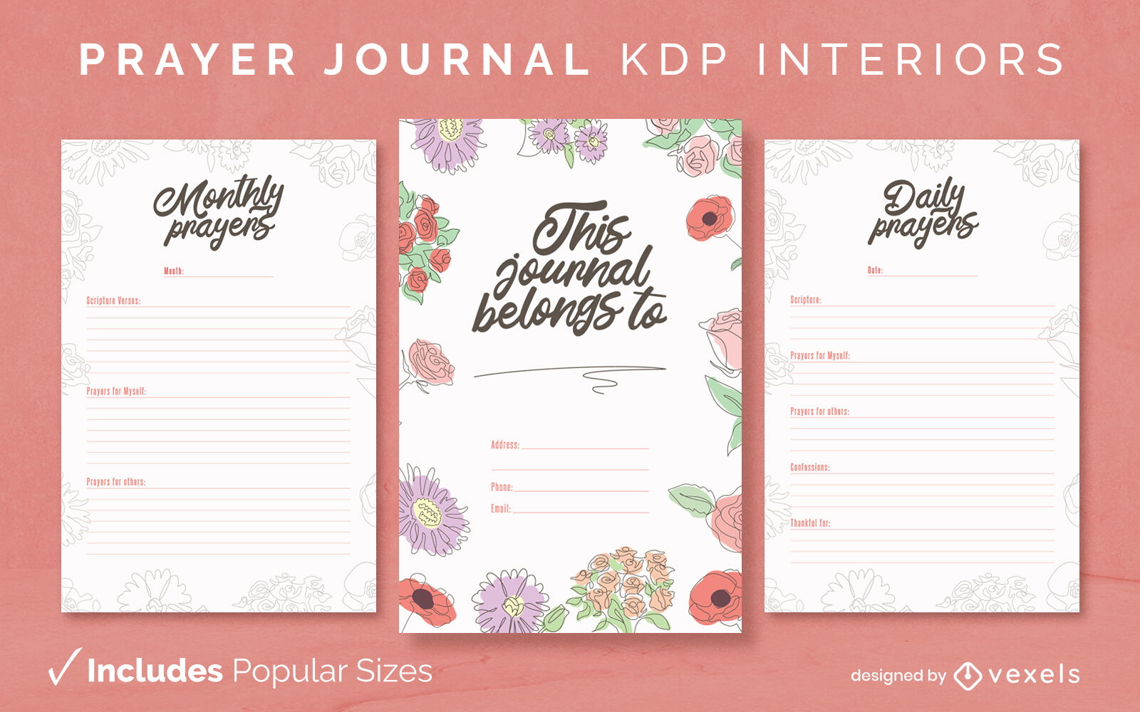 Vorlage für das Design des Gebetsblumenjournals KDP