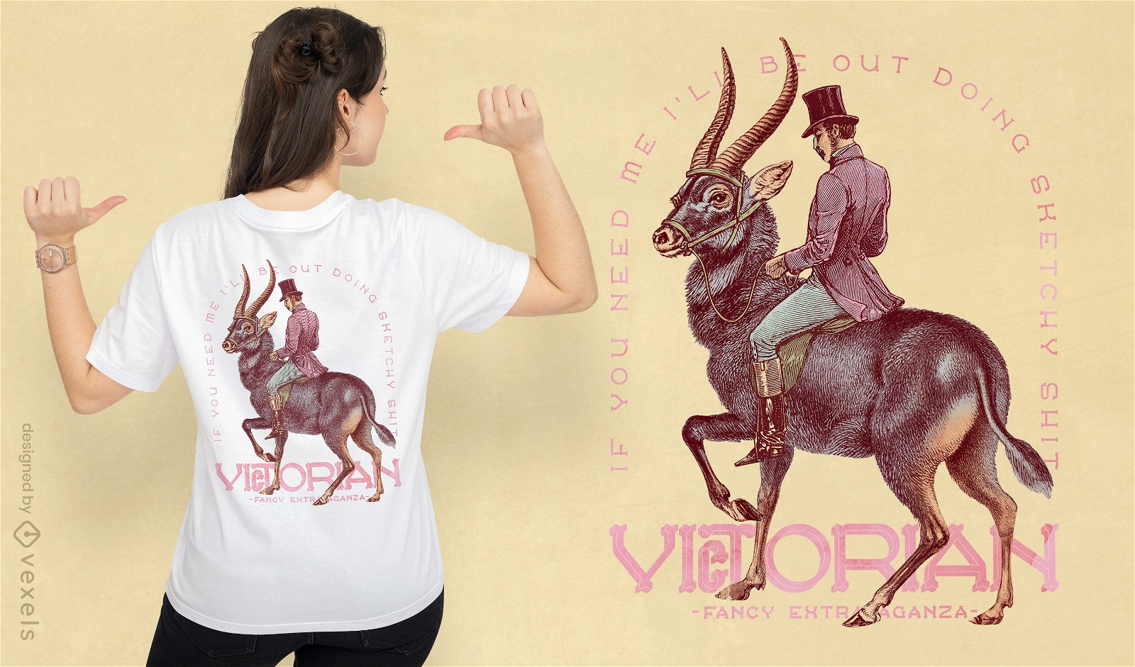 Man on antelope animal t-shirt psd