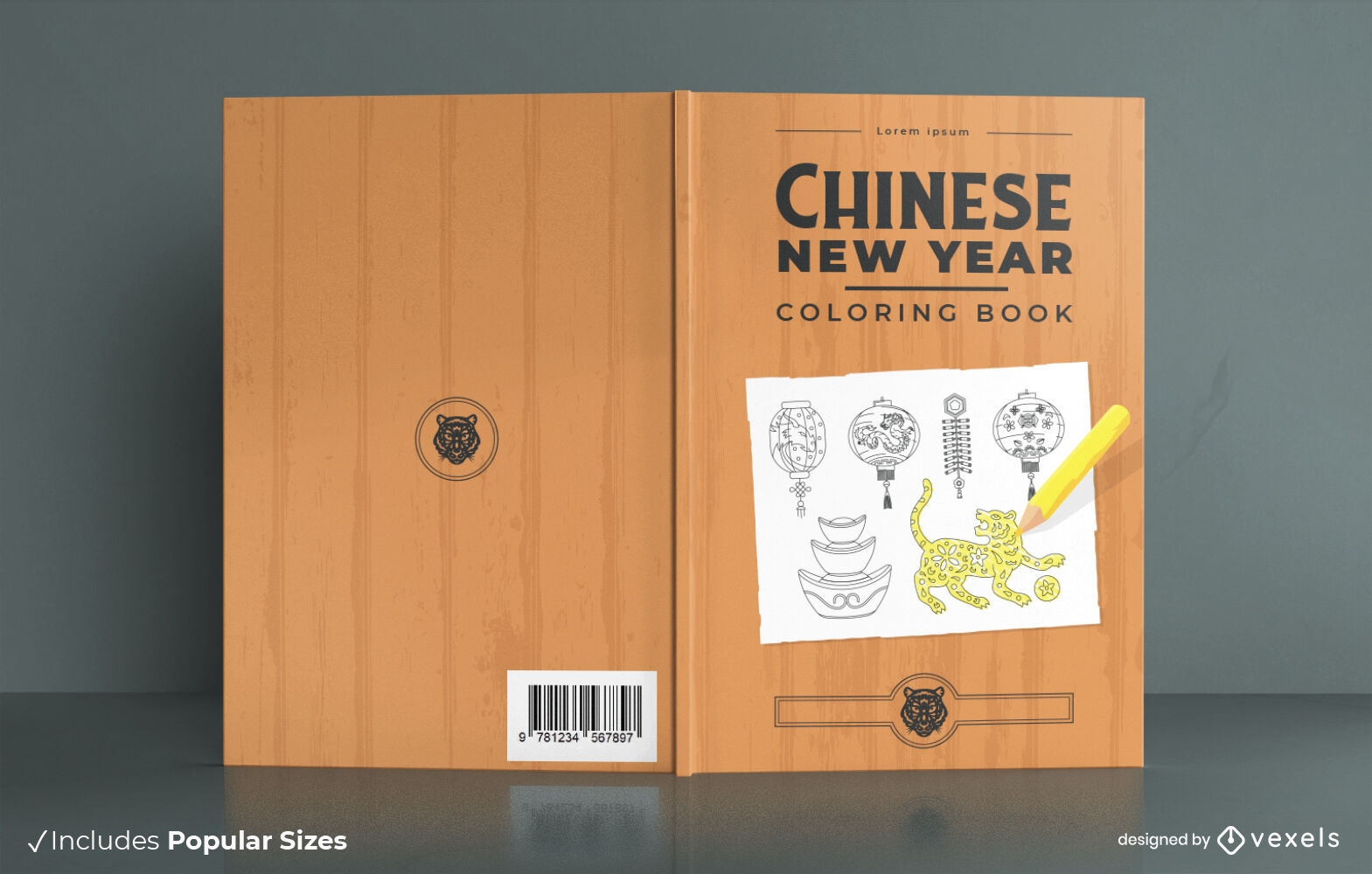 Diseño de portada de libro para colorear de año nuevo chino