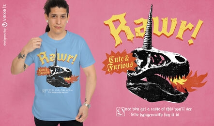 Unicorn dinosaur animal skull t-shirt psd