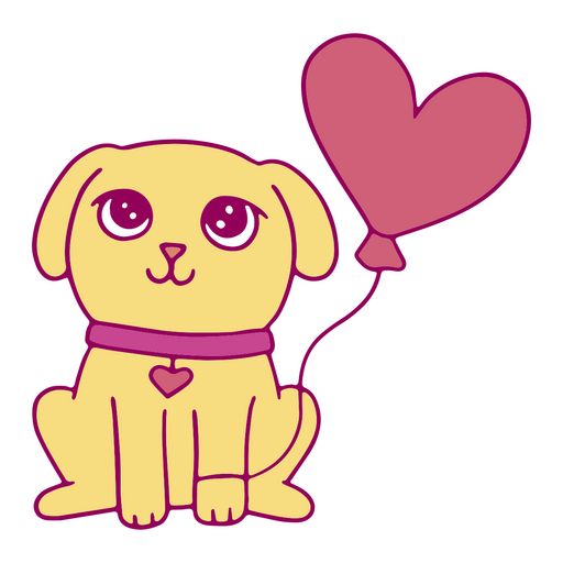 Lindo perro globo de corazón Diseño PNG