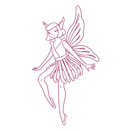 Fairy with bent leg line art PNG Design Transparent PNG