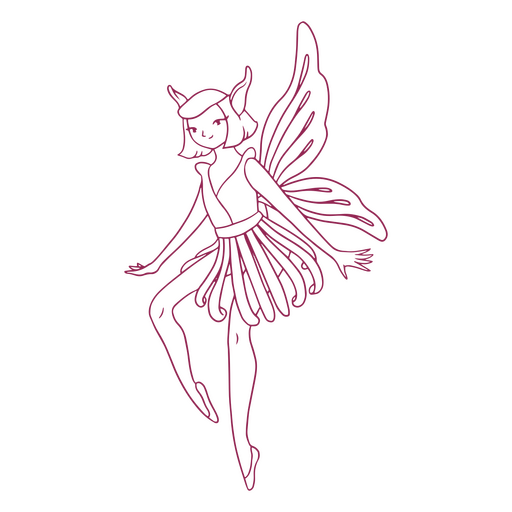 Fairy with bent leg line art PNG Design
