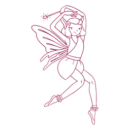 Fairy with hands in head line art PNG Design