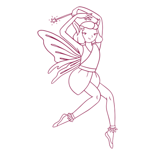 Fairy with hands in head line art PNG Design