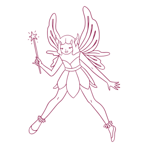 ?Fairy looking down line art PNG Design