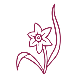 Blume mit langem Blattstrich PNG-Design