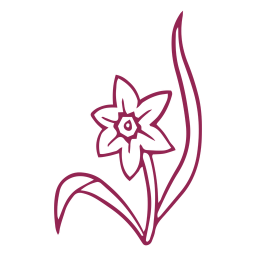 Blume mit langem Blattstrich PNG-Design