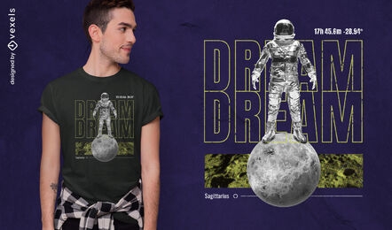 Space astronaut on moon t-shirt psd