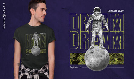 Weltraumastronaut auf Mond-T-Shirt psd