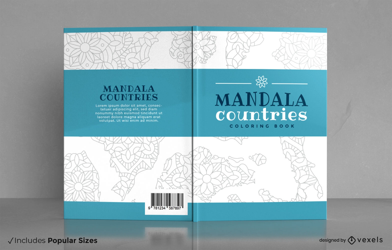 Design de capa de livro para colorir de países mandala