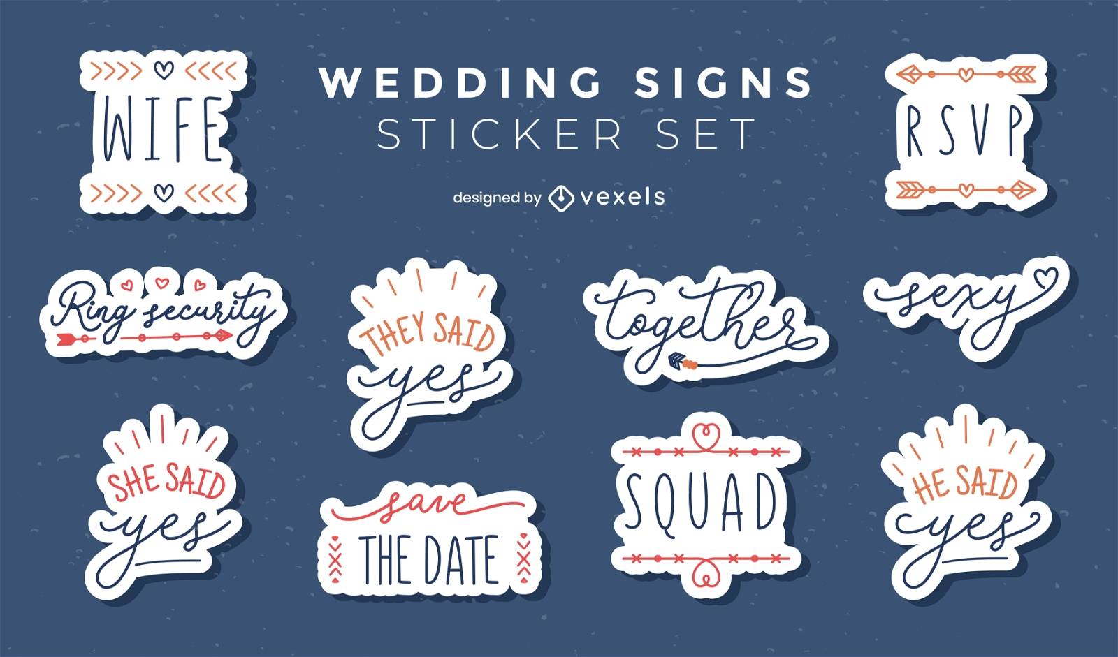 Wedding signs sticker set
