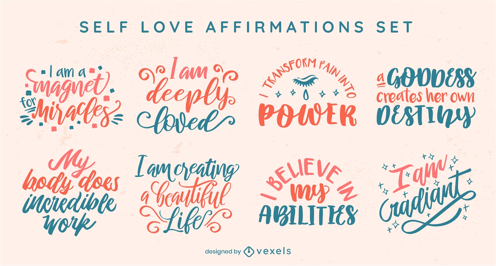 Self love affirmation quotes set