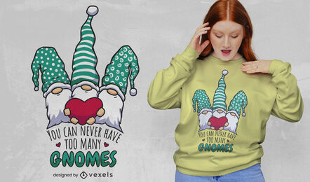 Gnomos con un diseño de camiseta de corazón.