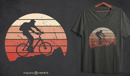 Design de camiseta de silhueta de bicicleta de montanha