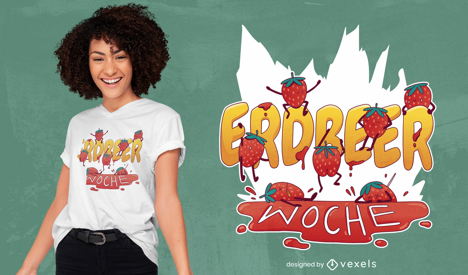 Erdbeerfrüchte auf Zitat-T-Shirt-Design