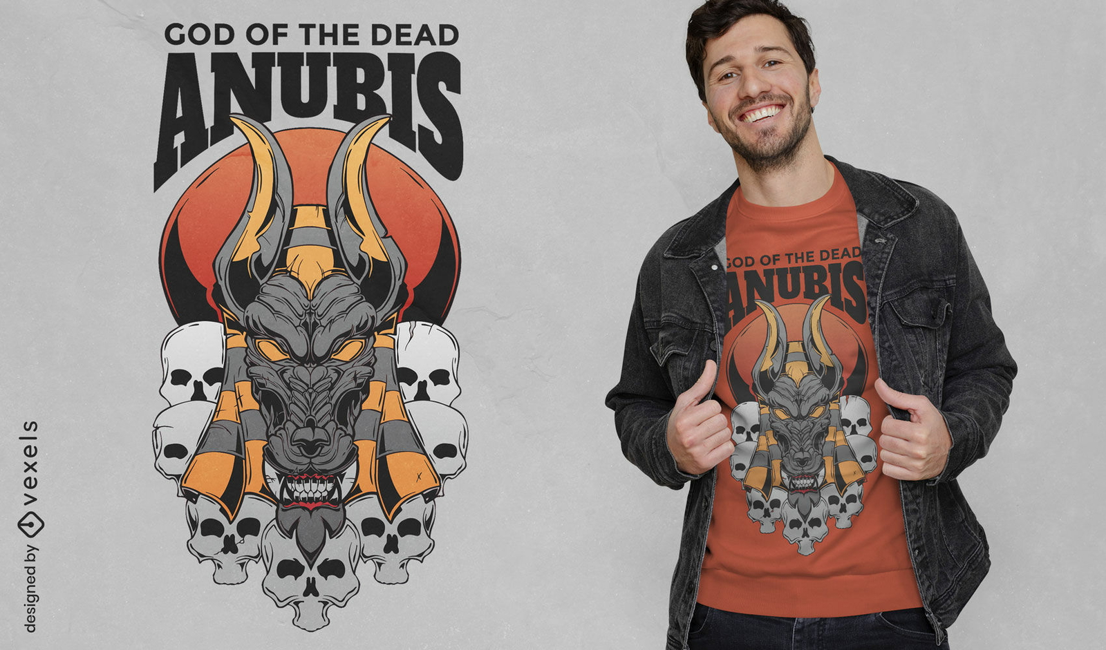 Anubis und Schädel-T-Shirt-Design