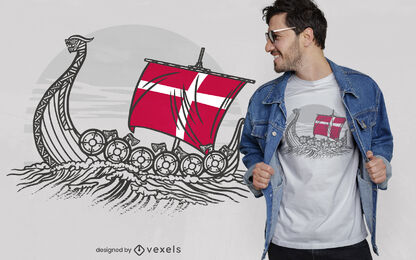 Diseño de camiseta de barco vikingo de Dinamarca
