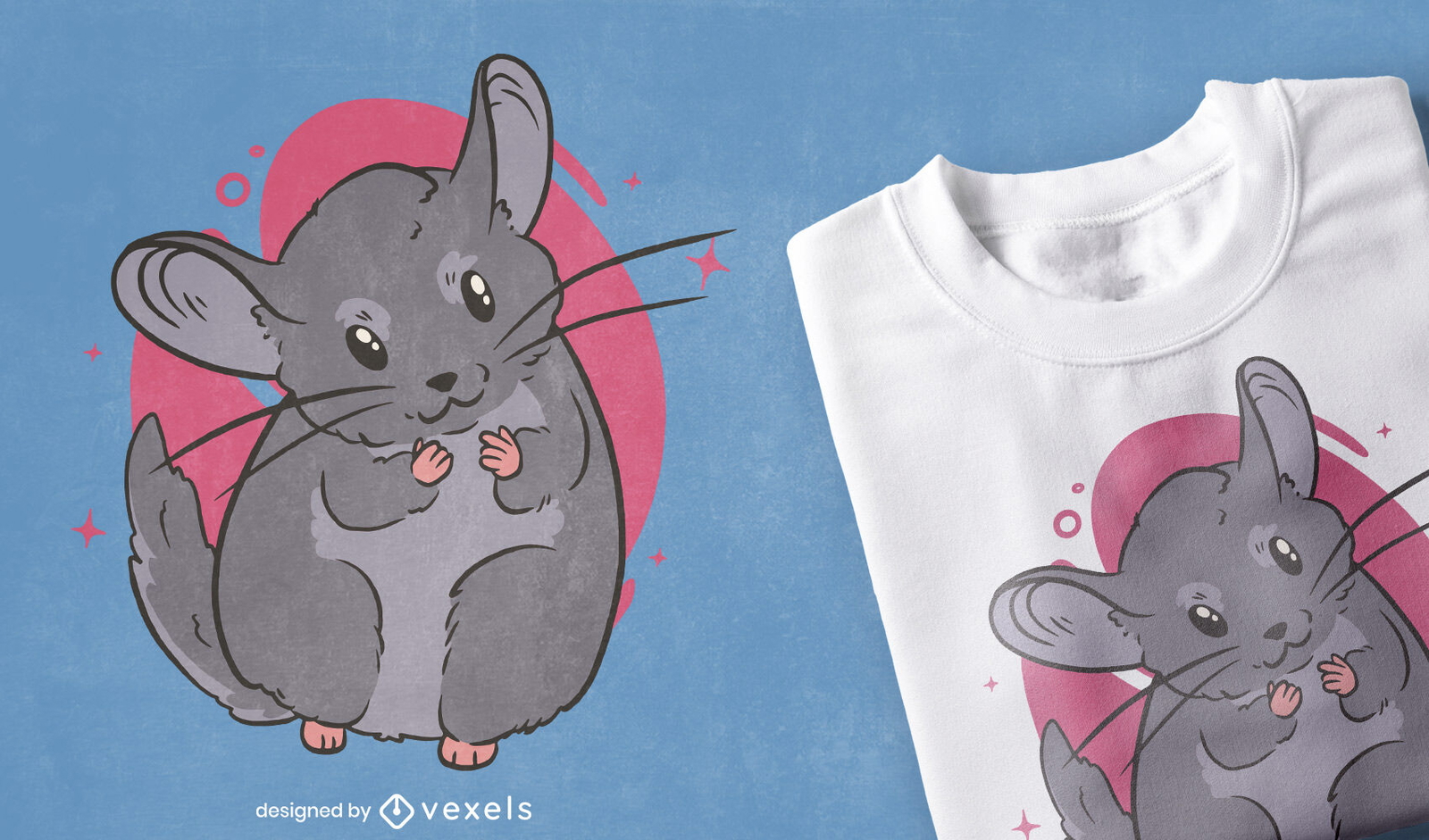 Diseño de camiseta de roedor animal chinchilla.