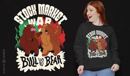 Diseño de camiseta toro contra oso