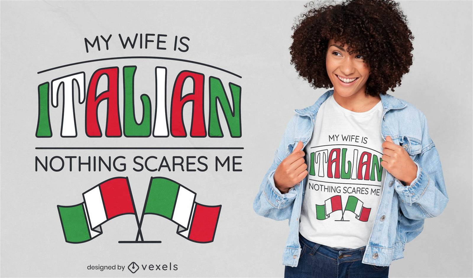 Design de camiseta de esposa italiana