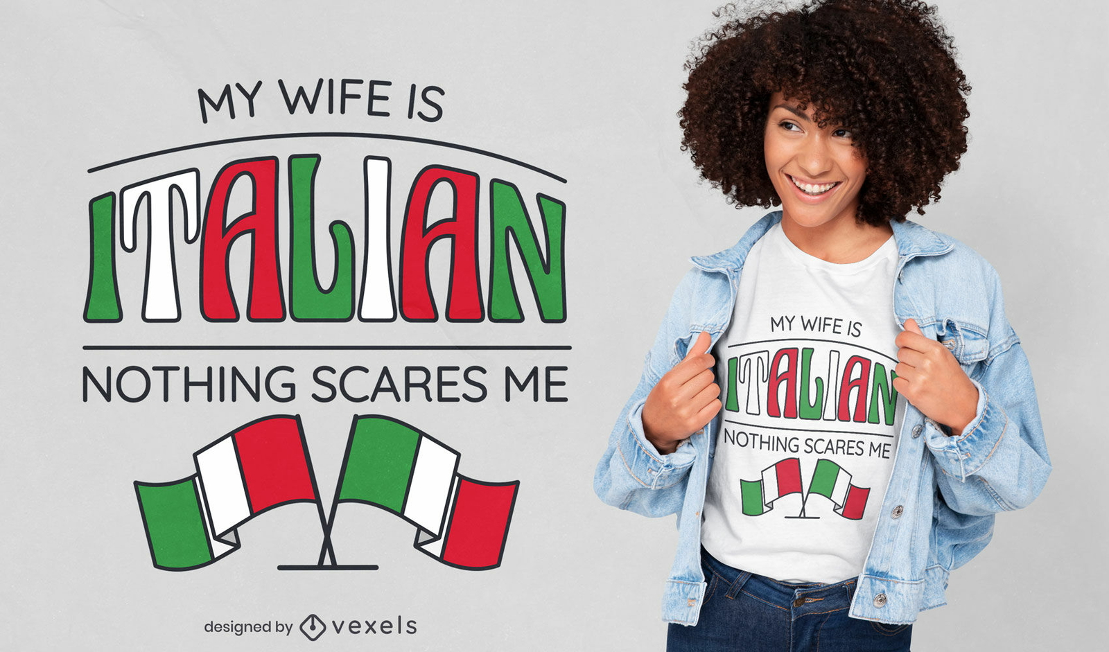 Diseño de camiseta de esposa italiana.