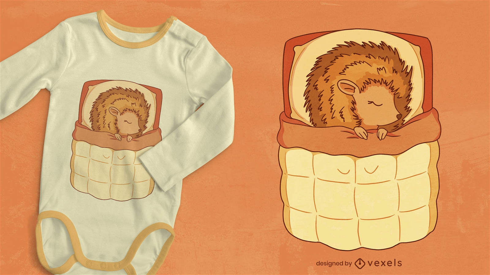 Diseño de camiseta de erizo durmiendo.
