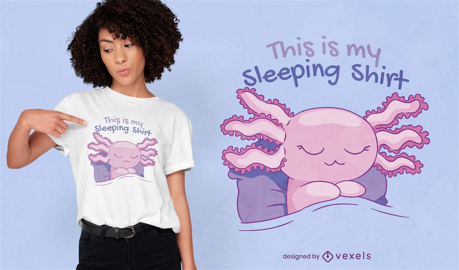 Axolotl sleeping shirt t-shirt design