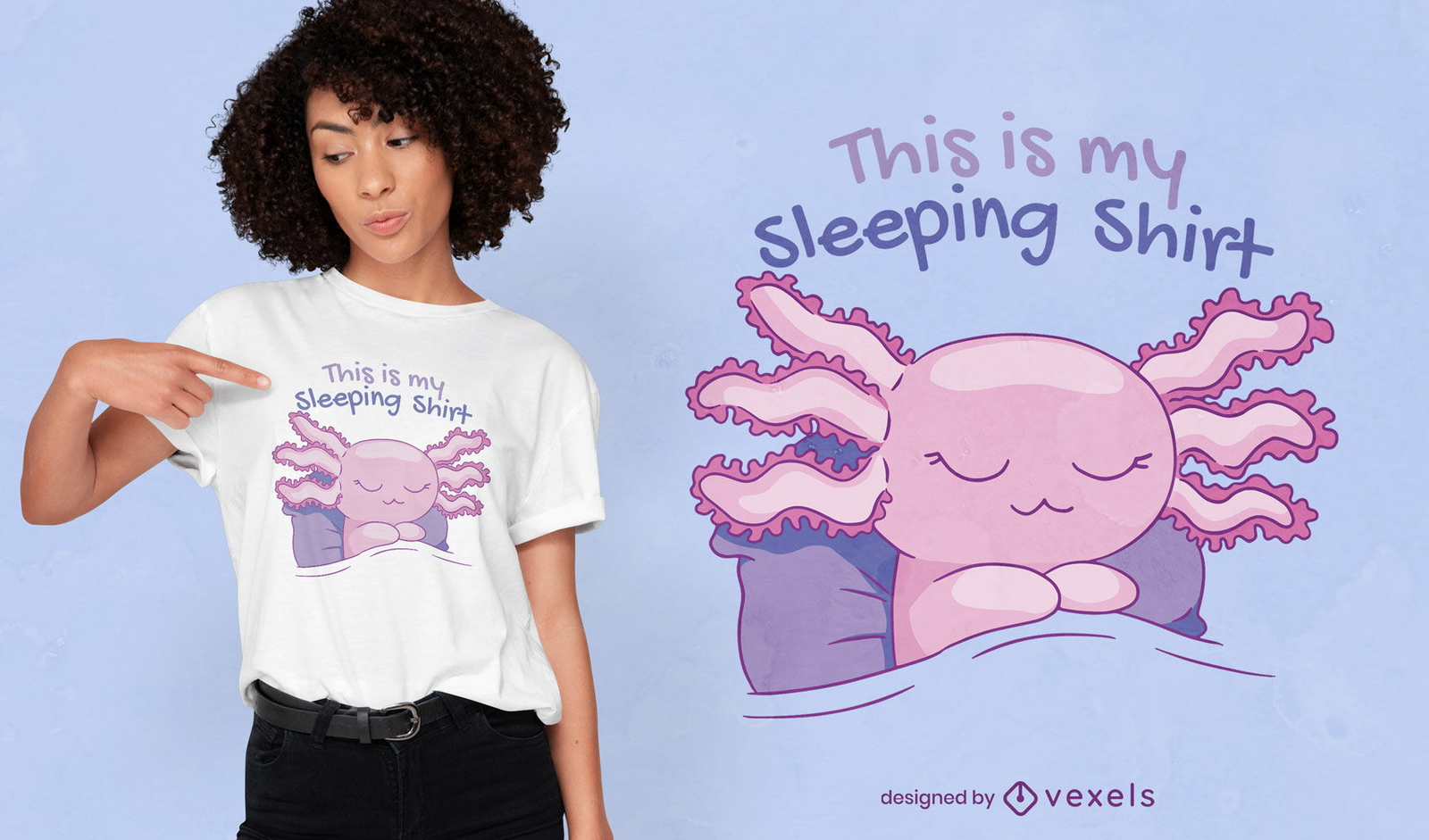 Diseño de camiseta de camisa de dormir Axolotl